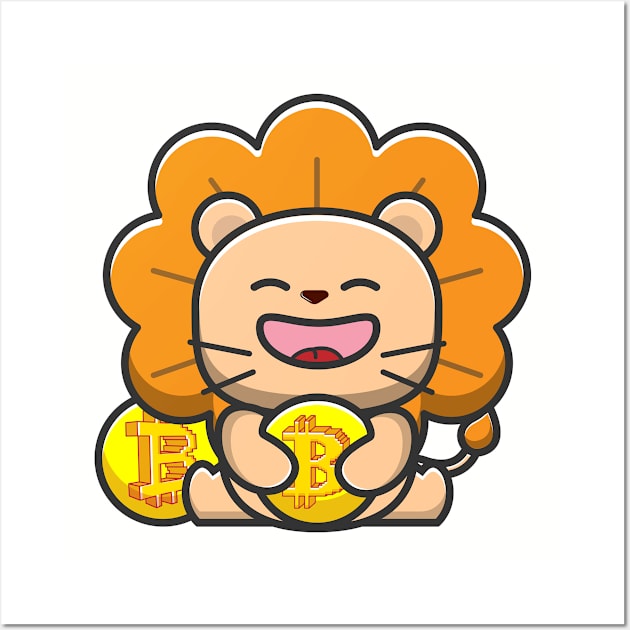 lion huging bitcoin Wall Art by fflat hds